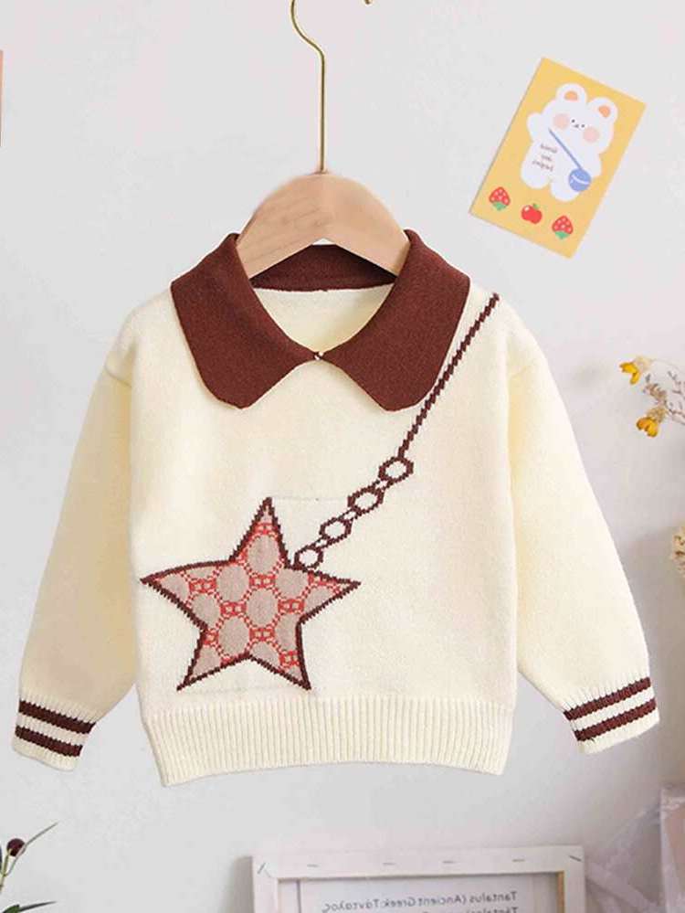 Regular  Beige Toddler Girl Sweaters 3068