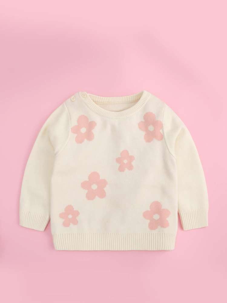 Casual Floral Regular Long Sleeve Toddler Girl Sweaters 6978