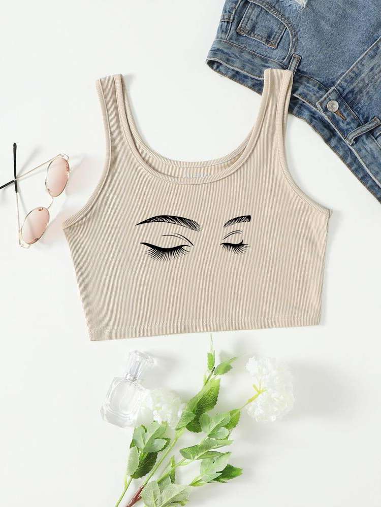 Rib-Knit  Crop Women Tank Tops  Camis 54