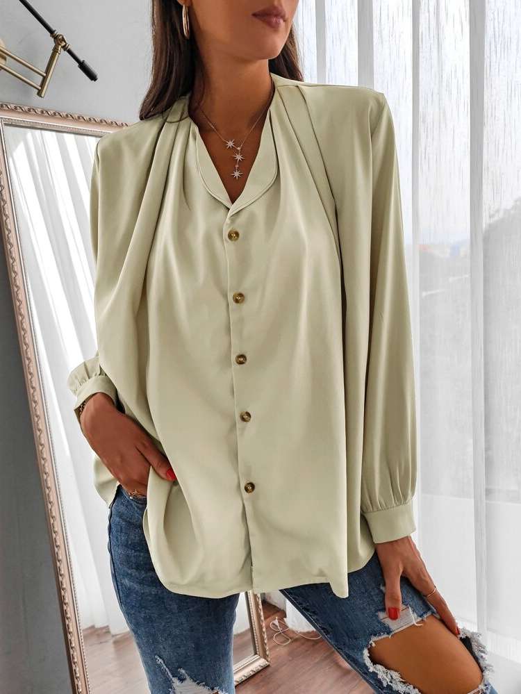 Plain Beige Regular Fit Casual Women Tops, Blouses  Tee 5559