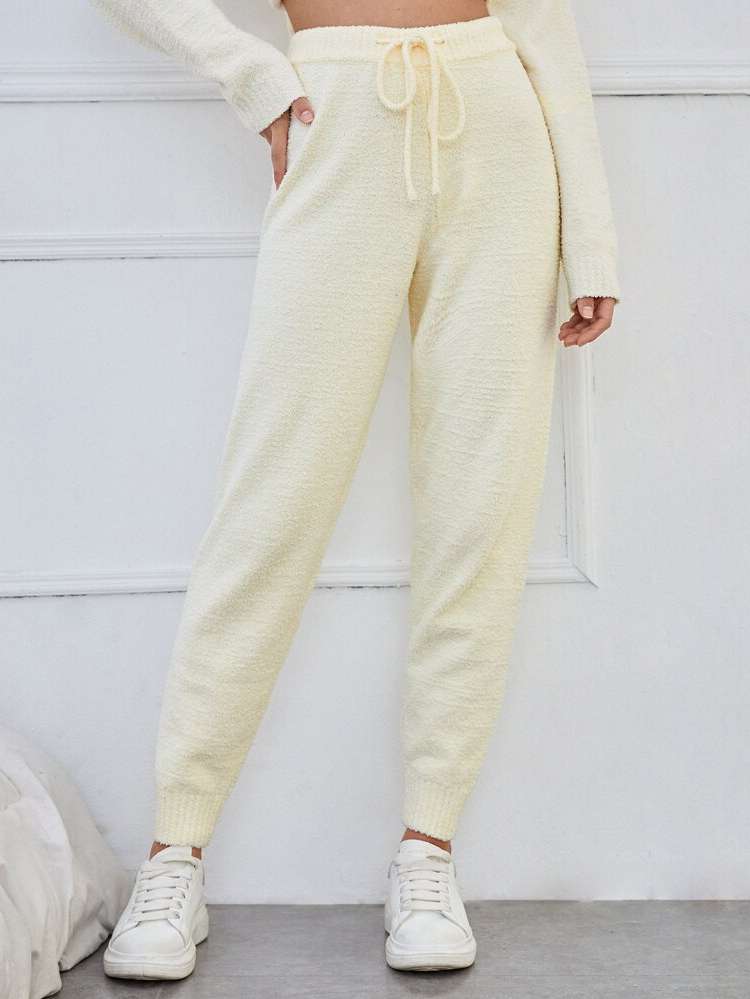 Drawstring Long Regular Fit Women Sweater Pants 5058