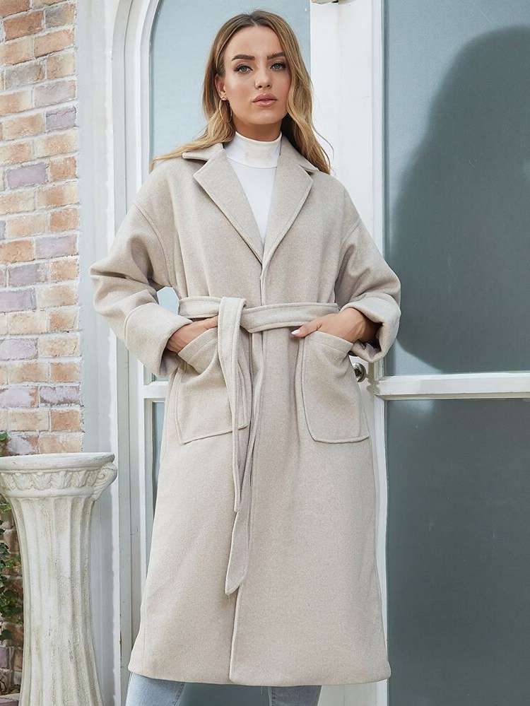  Lapel Plain Women Overcoats 426