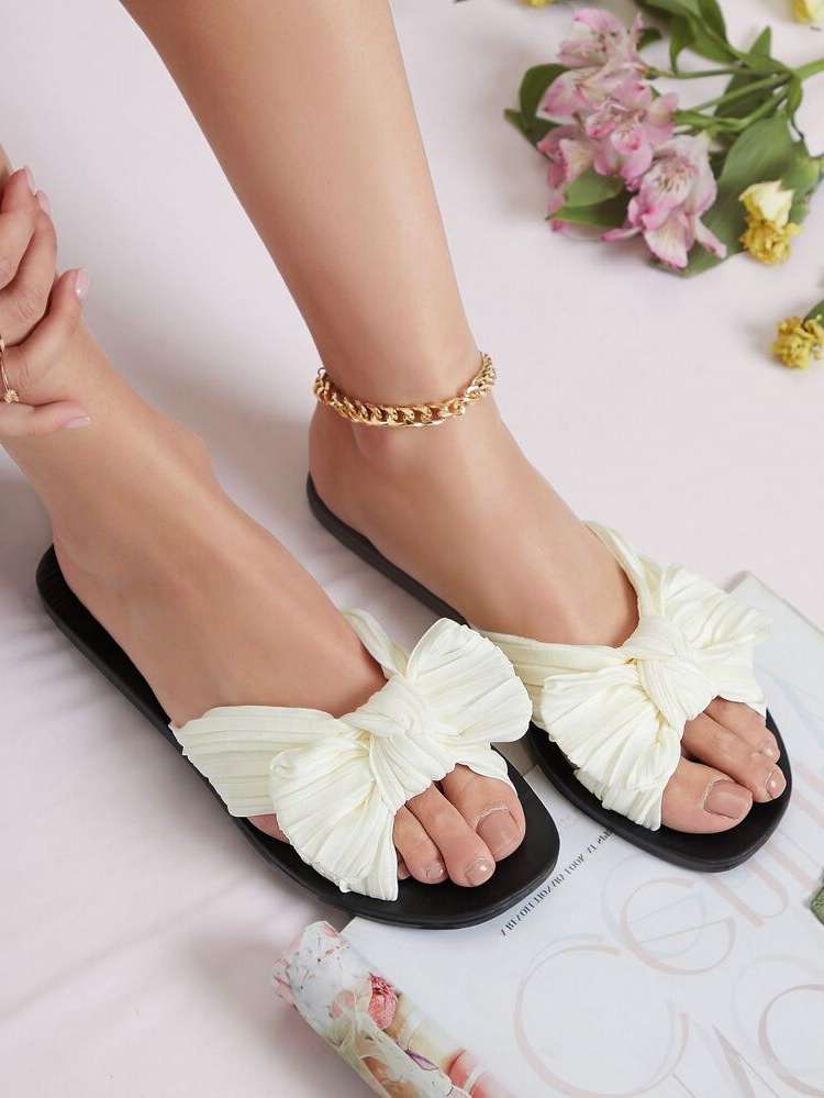 Preppy Beige Women Flat Sandals 5095