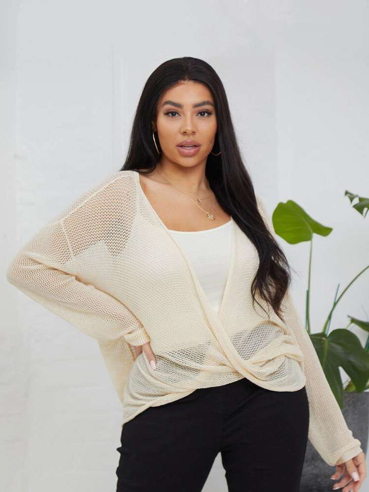  Sheer Long Sleeve Plus Size Beachwear 9