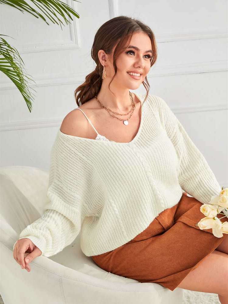 Long Sleeve Plain Casual Plus Size Knitwear 255