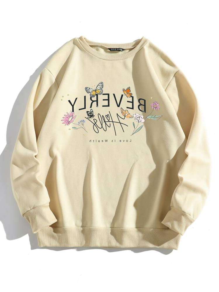 Butterfly Regular Long Sleeve Women Sweatshirts 735