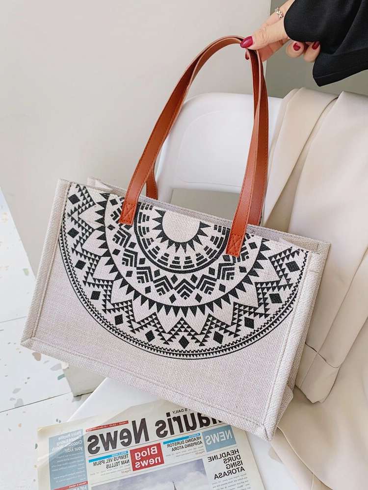 Beige Geometric  Bags 852