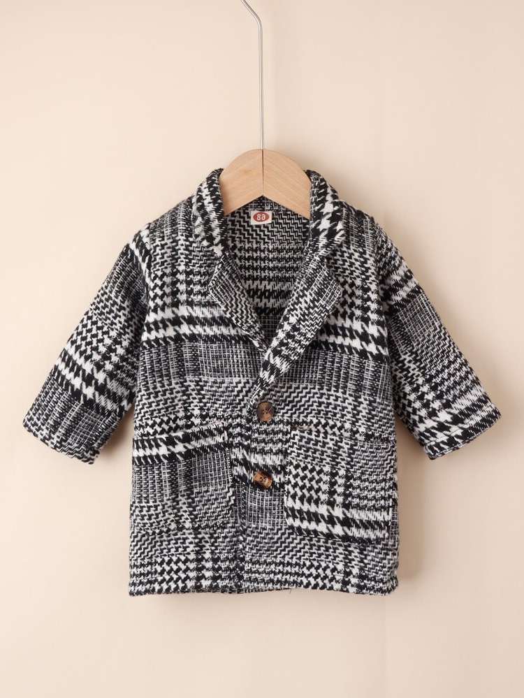  Button Front Houndstooth Casual Baby Clothing 1074