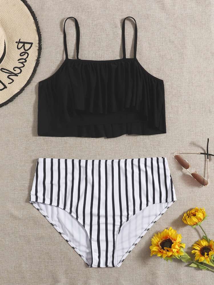 Casual Striped Spaghetti Strap Maternity Swimwear 1808