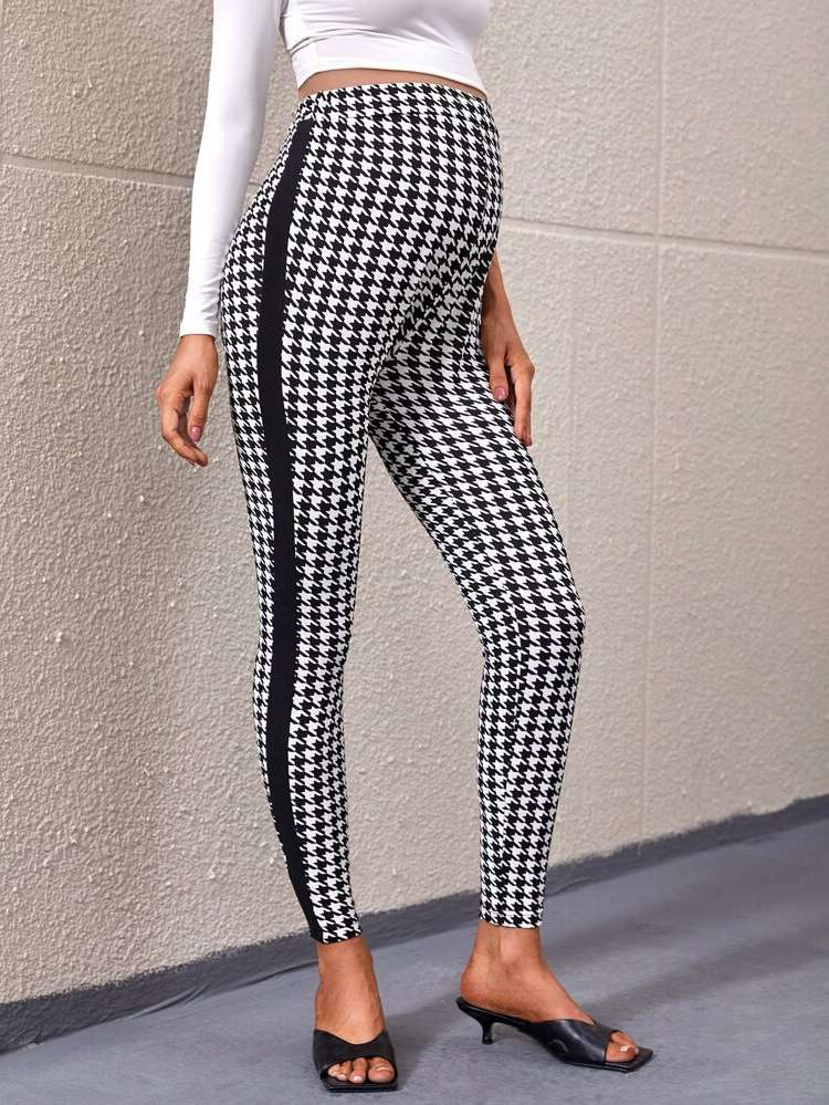 Casual Houndstooth Maternity Bottoms 8944