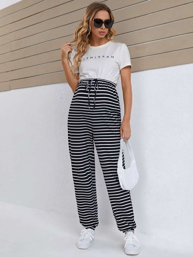 Casual  Striped Maternity Bottoms 5942