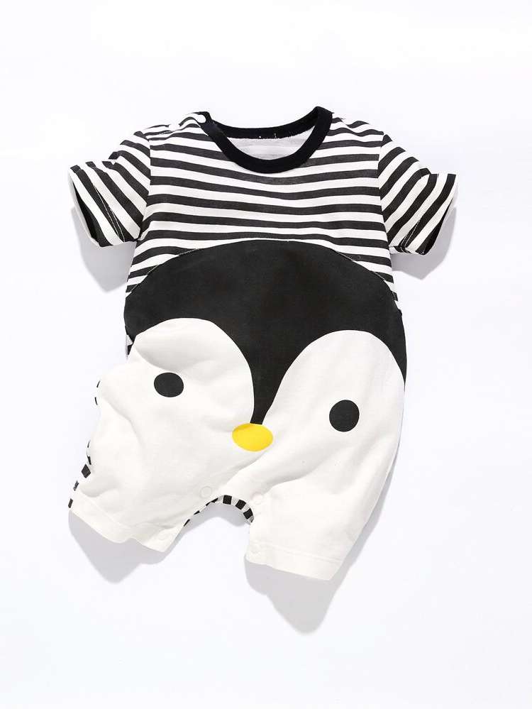  Button Black and White Round Neck Baby Clothing 469