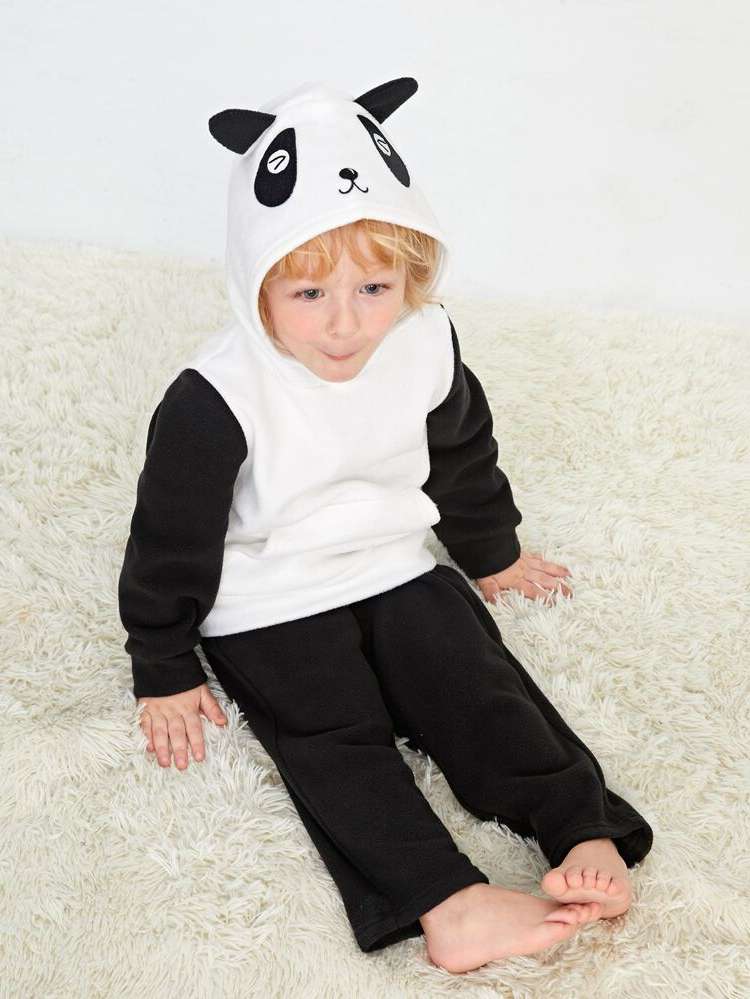 Black and White Pocket Cute Boys Loungewear 7536