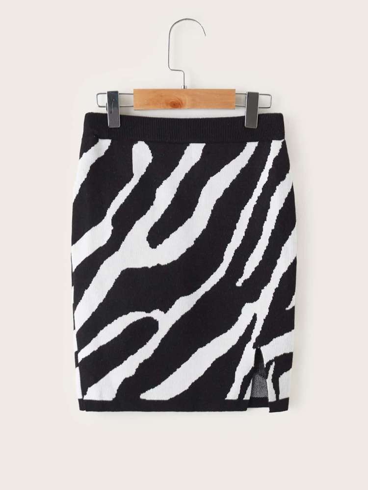 Short Zebra Stripe Split Girls Clothing 6621