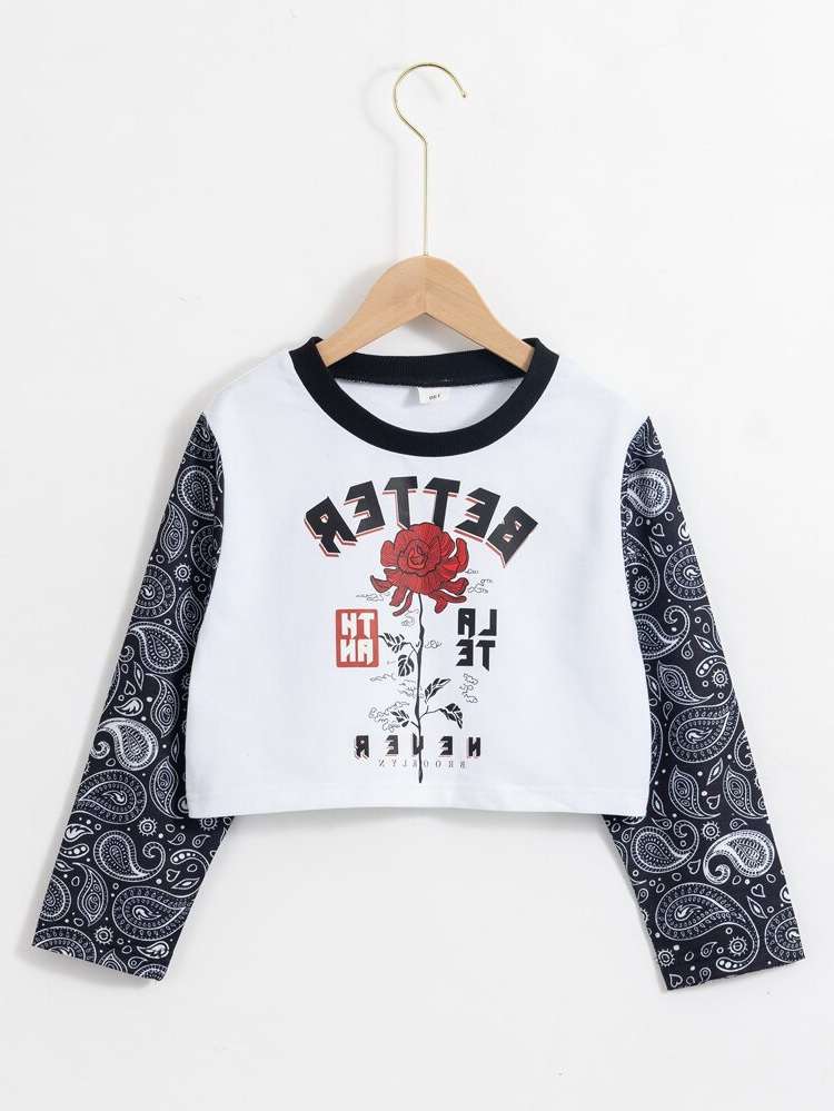 Long Sleeve Round Neck Crop Kids Clothing 5857