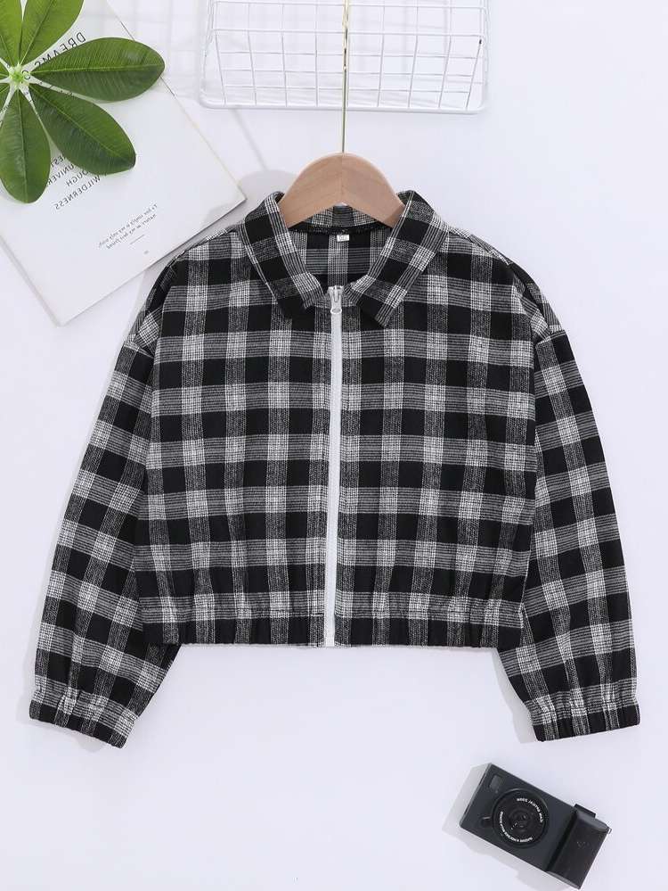 Zipper Regular Fit Plaid Boys Outerwear 32