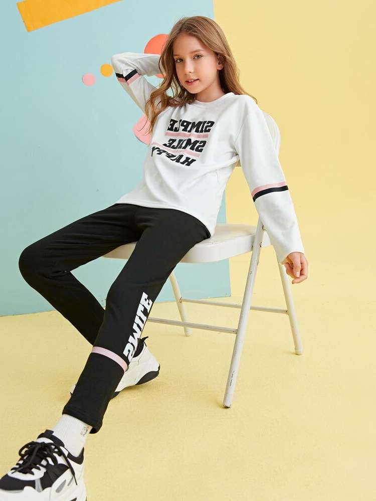 Long Sleeve Sporty Slogan Kids Clothing 7512