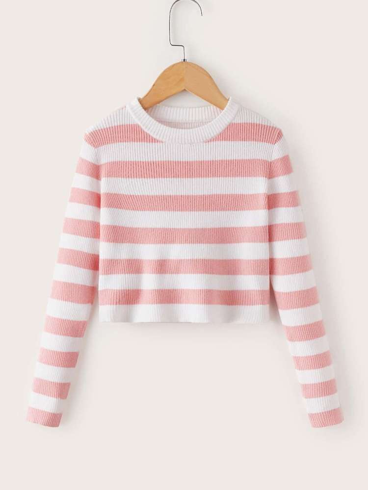 Round Neck Casual Rib-Knit Regular Fit Girls Knitwear 1568