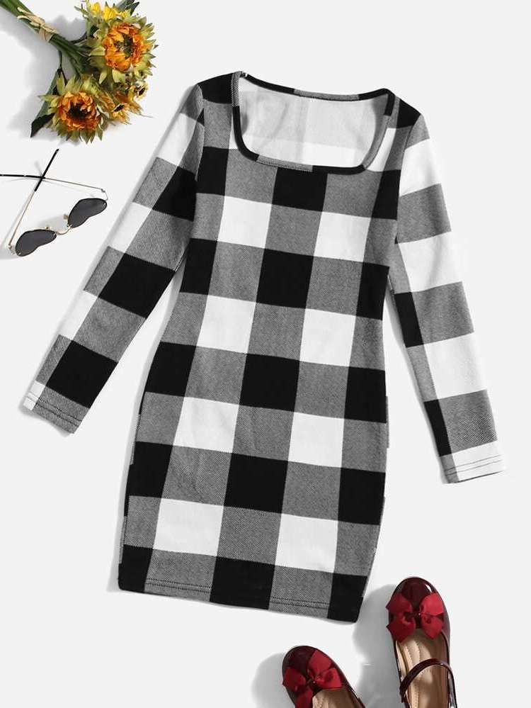 Long Sleeve Dressy Square Neck Girls Clothing 6061