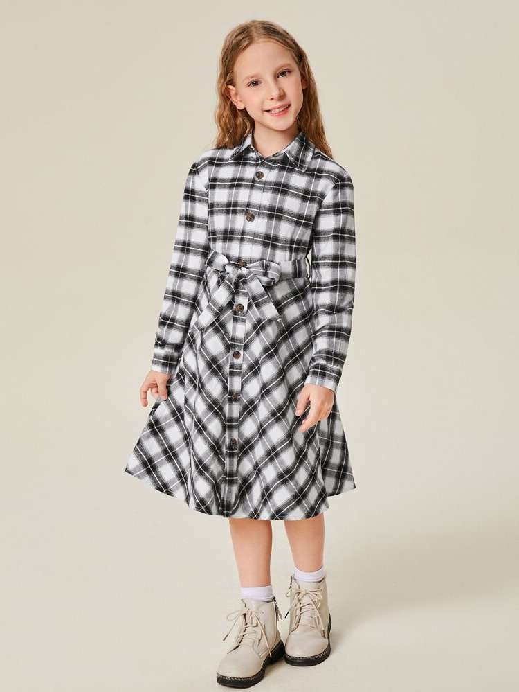 Belted Midi Plaid Girls Clothing 7808