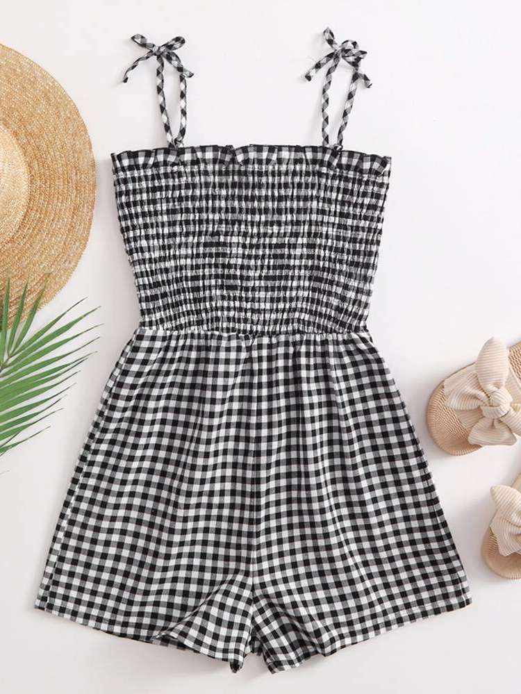 Boho Black and White Knot Spaghetti Strap Kids Clothing 3399