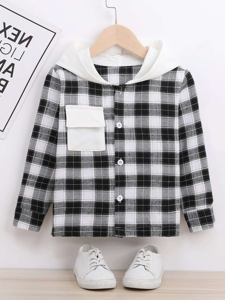  Regular Plaid Pocket Toddler Boys Clothing 4405