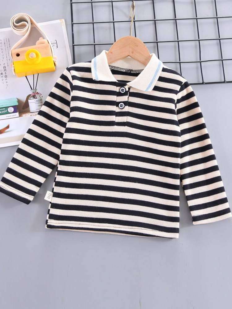 Striped Button Regular Polo Toddler Boys Tops 751