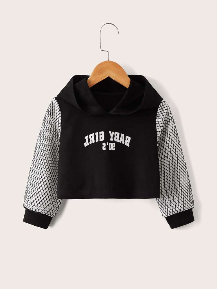  Letter Regular Fit Black and White Toddler Girl Sweatshirts 783