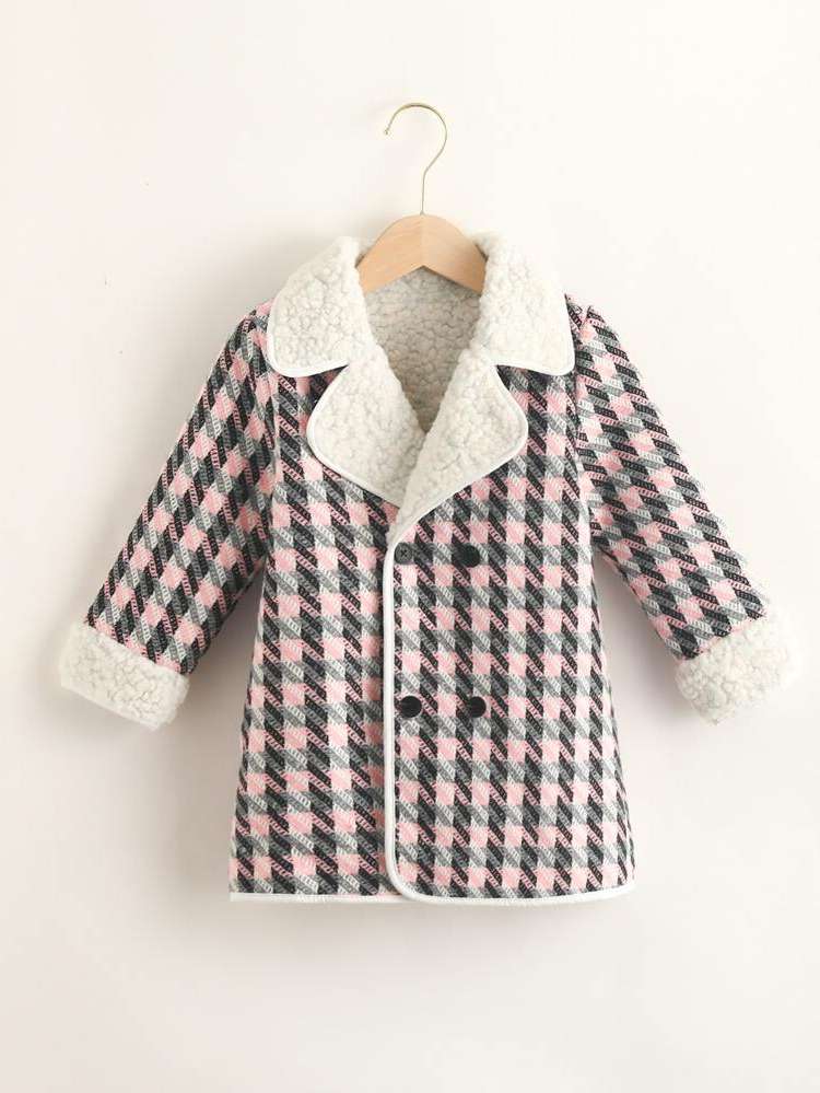 Lapel Short Plaid Regular Fit Toddler Girls Clothing 748