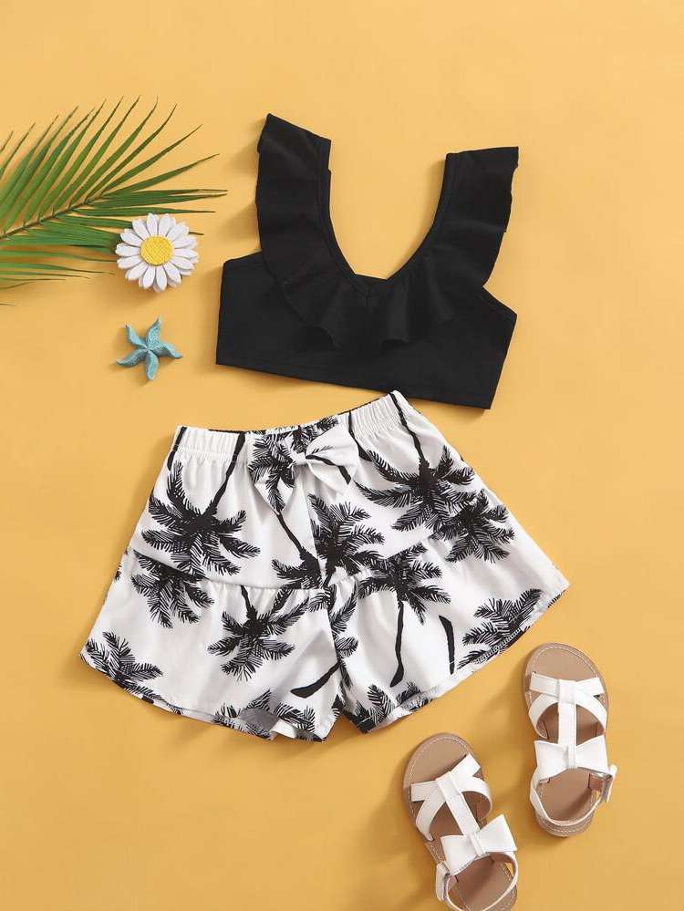 Tropical Sleeveless Regular Fit Boho Kids Clothing 8574