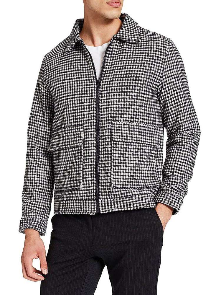 Houndstooth Pocket Regular Fit Casual Men Outerwear 5991