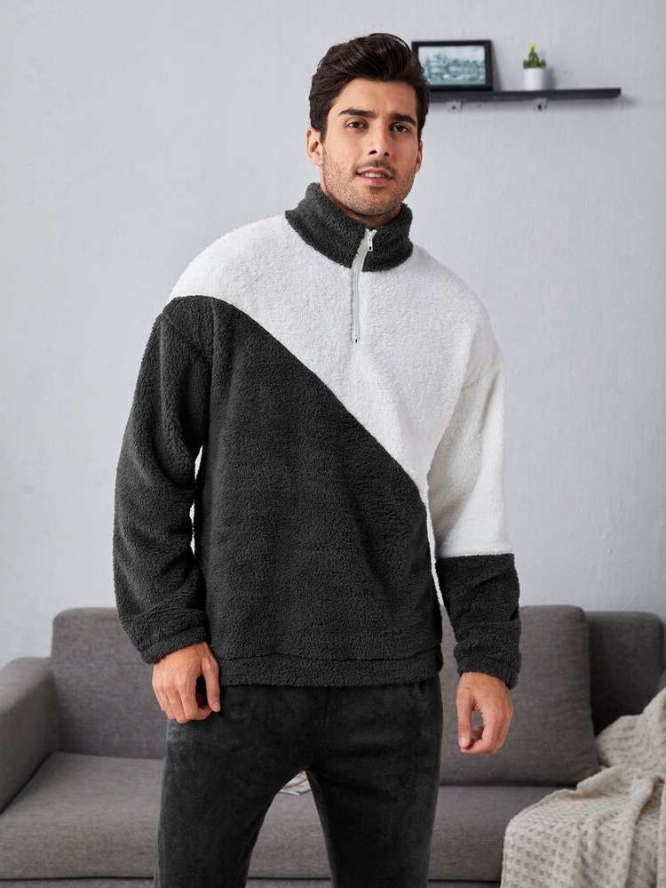  Funnel Neck Zipper Men Loungewear Tops 1206