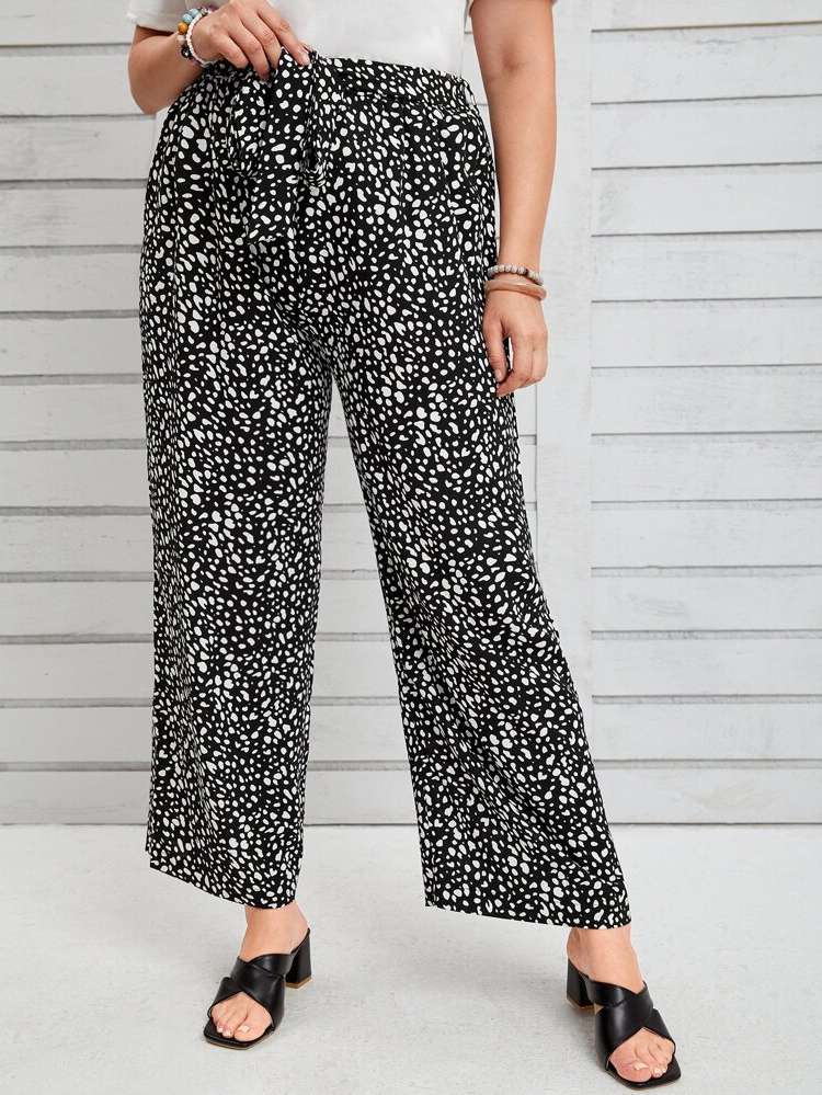  Regular Fit All Over Print Plus Size Bottoms 42