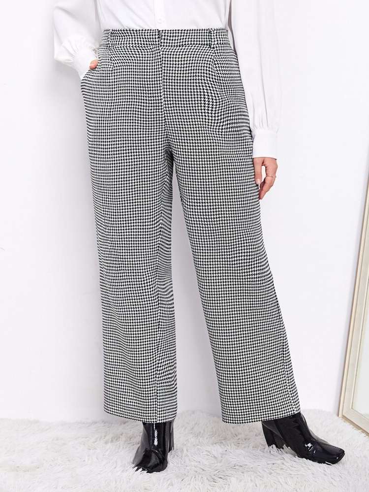  Houndstooth Plus Size Suit Pants 927