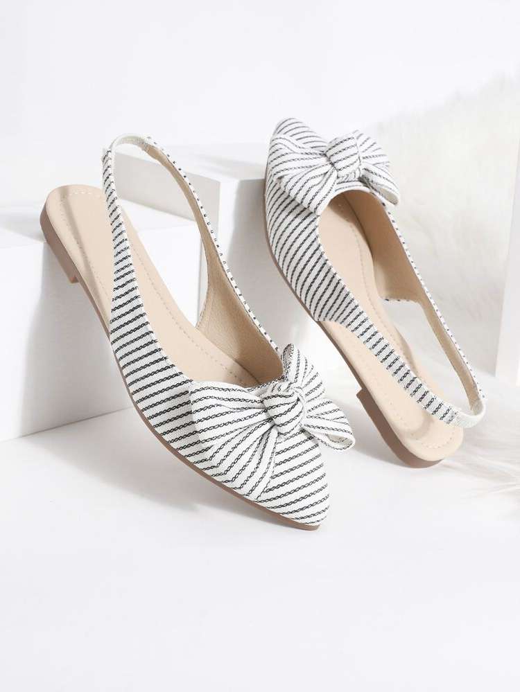  Black and White Bow Fashionable Women Flats 799