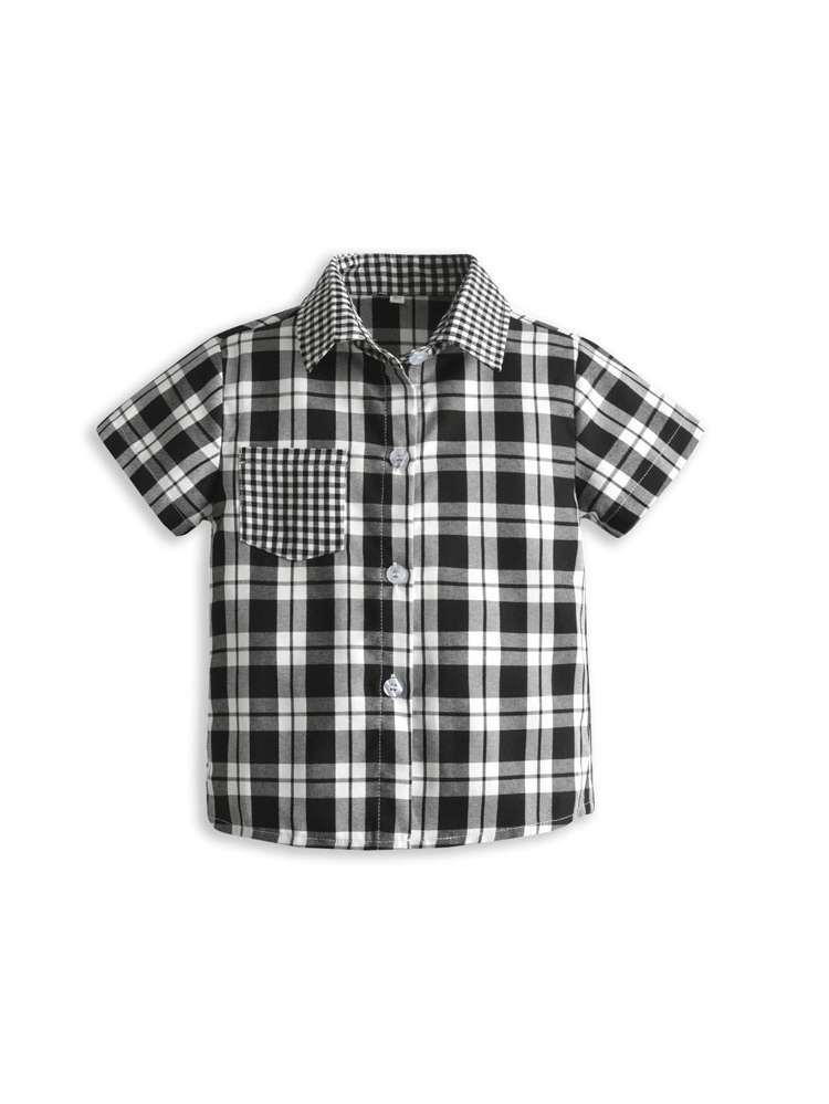 Plaid Preppy Collar Toddler Boy Shirts 918