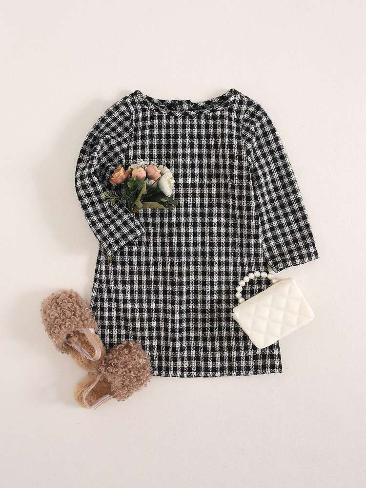  Regular Fit Plaid Long Sleeve Toddler Girls Clothing 594