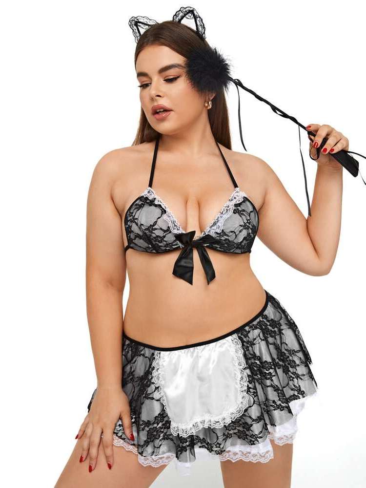 Black and White Bow  Plus Size Sexy Costumes 176