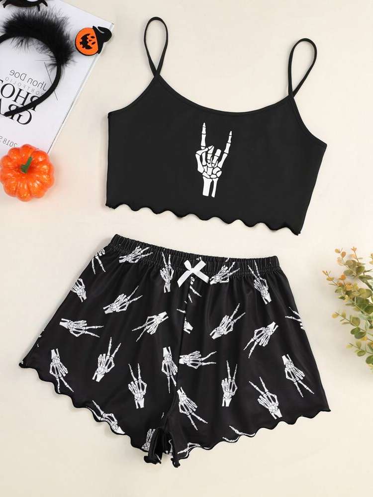 Bow Cute Black and White Women Sleepwear 765