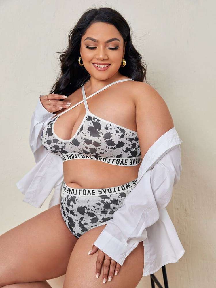 Elegant Criss Cross Black and White Women Plus Intimates 213