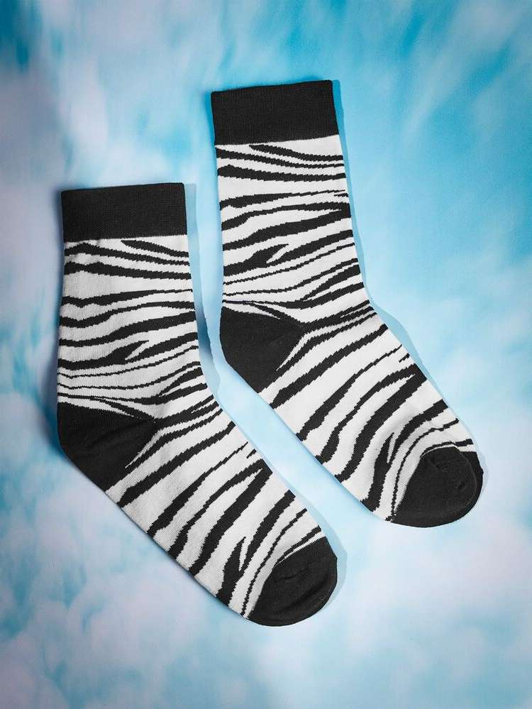  Black and White Zebra Stripe Women Socks 683