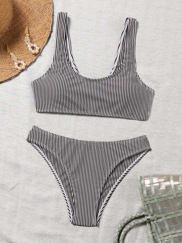 Cute Striped Women Beachwear 6217