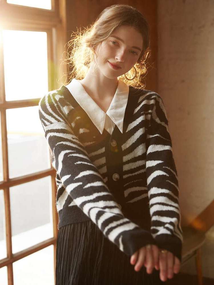  Zebra Stripe Casual Women Cardigans 101