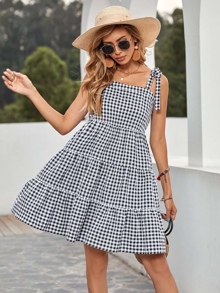  Black and White Regular Fit Sleeveless Women Dresses 306