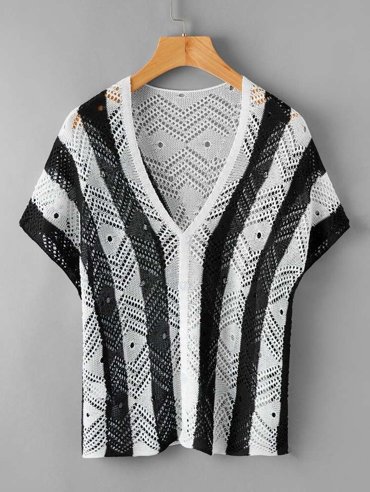  Black and White Short Sleeve Women Clothing 479