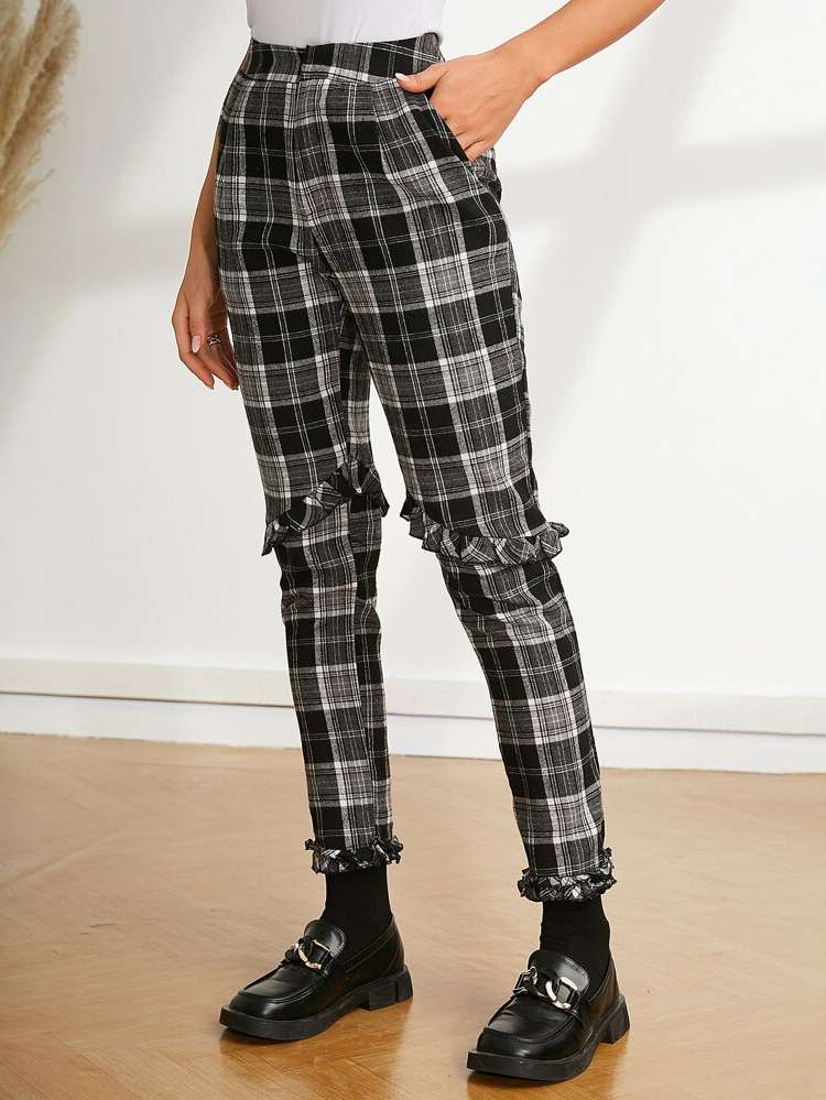  Cropped Tartan Regular Fit Women Clothing 27