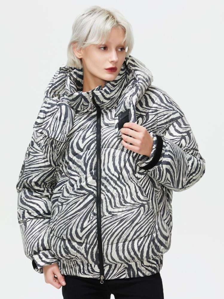 Regular  Zebra Stripe Women Outerwear 4705