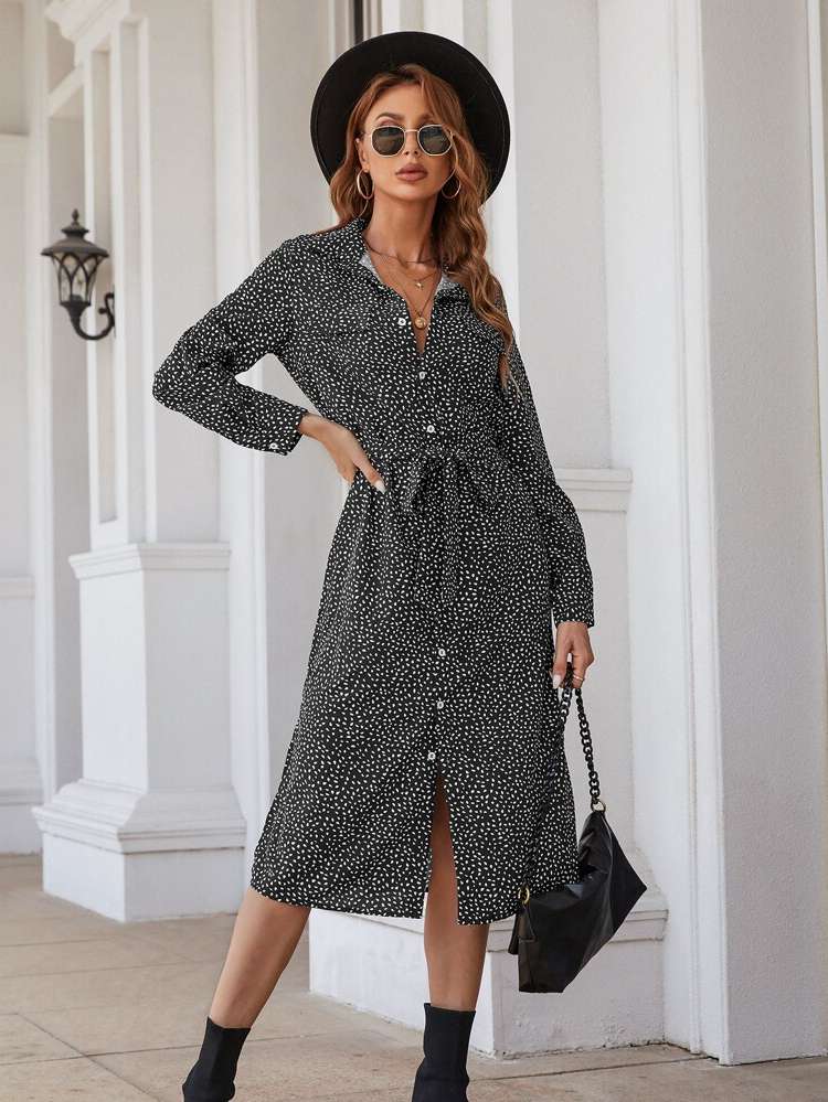 Collar Regular Fit Long Sleeve Women Dresses 457