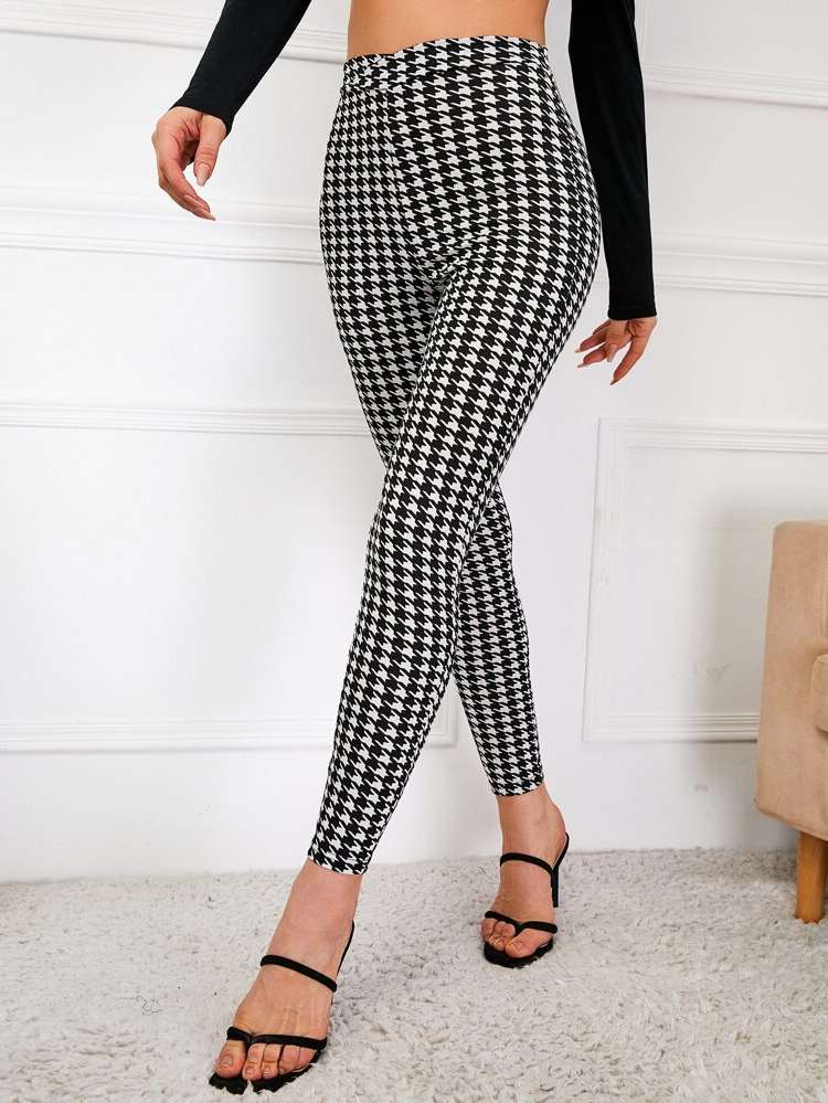 Skinny  Houndstooth Women Clothing 9370