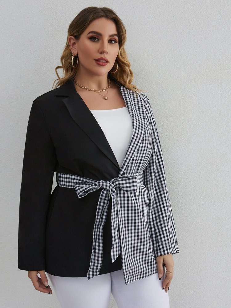  Long Sleeve Long Plus Size Blazers 5268